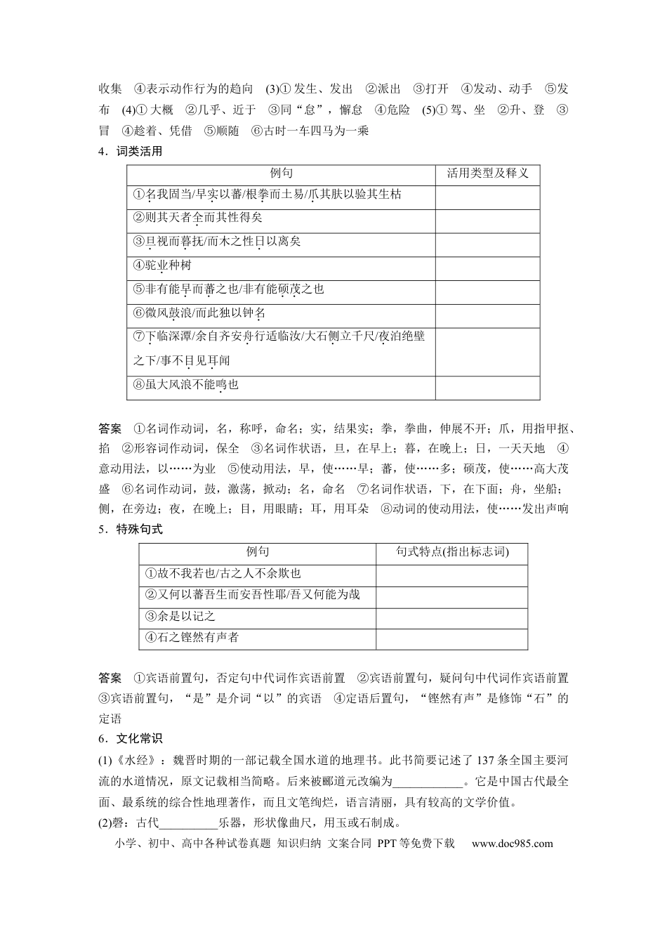 高考语文 板块5 第1部分 教材文言文复习 课时36　《种树郭橐驼传》《石钟山记》 (1).docx