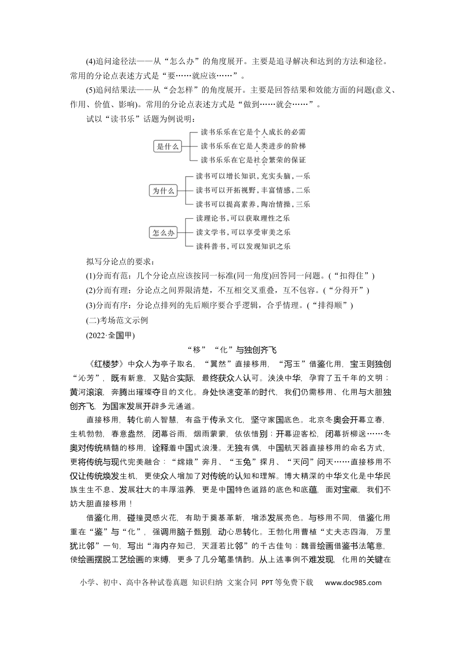 高考语文 板块10 写作 课时89　掌握议论文结构导图(常规式)——借助导图，形成思路(1).docx