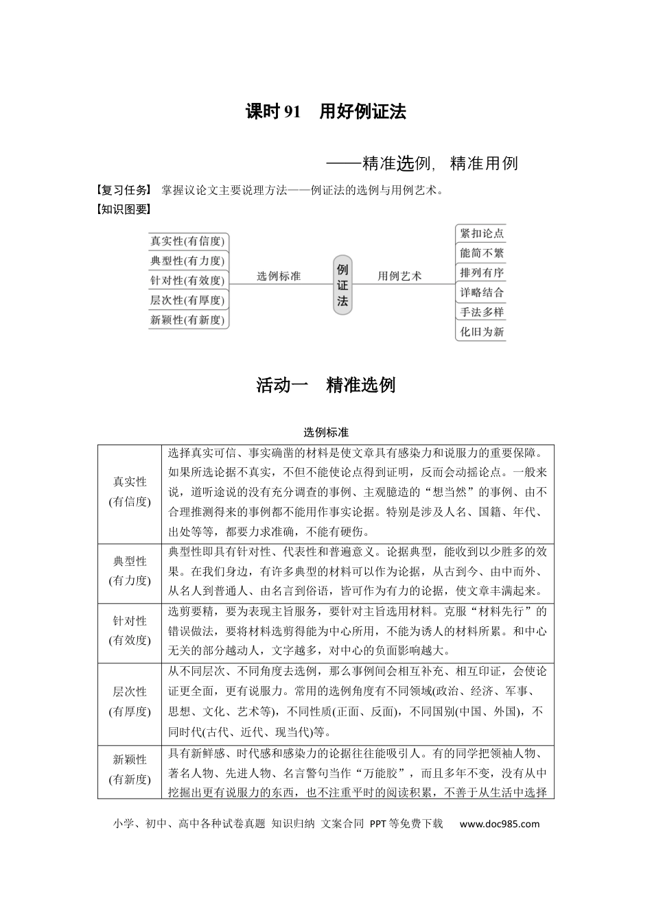 高考语文 板块10 写作 课时91　用好例证法——精准选例，精准用例(1).docx