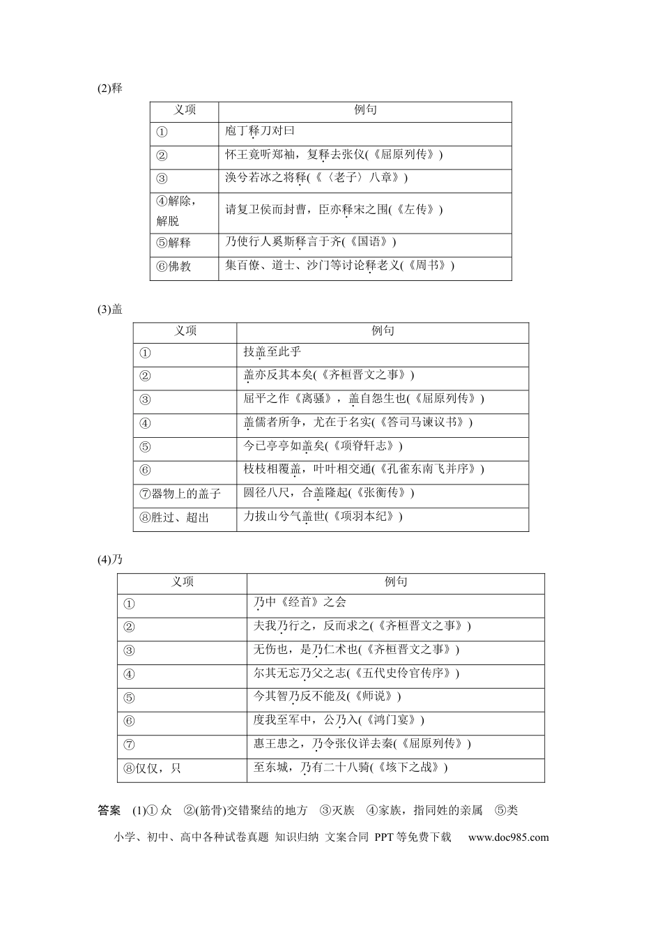 高考语文 必修下册(一)　单篇梳理3　庖丁解牛.docx