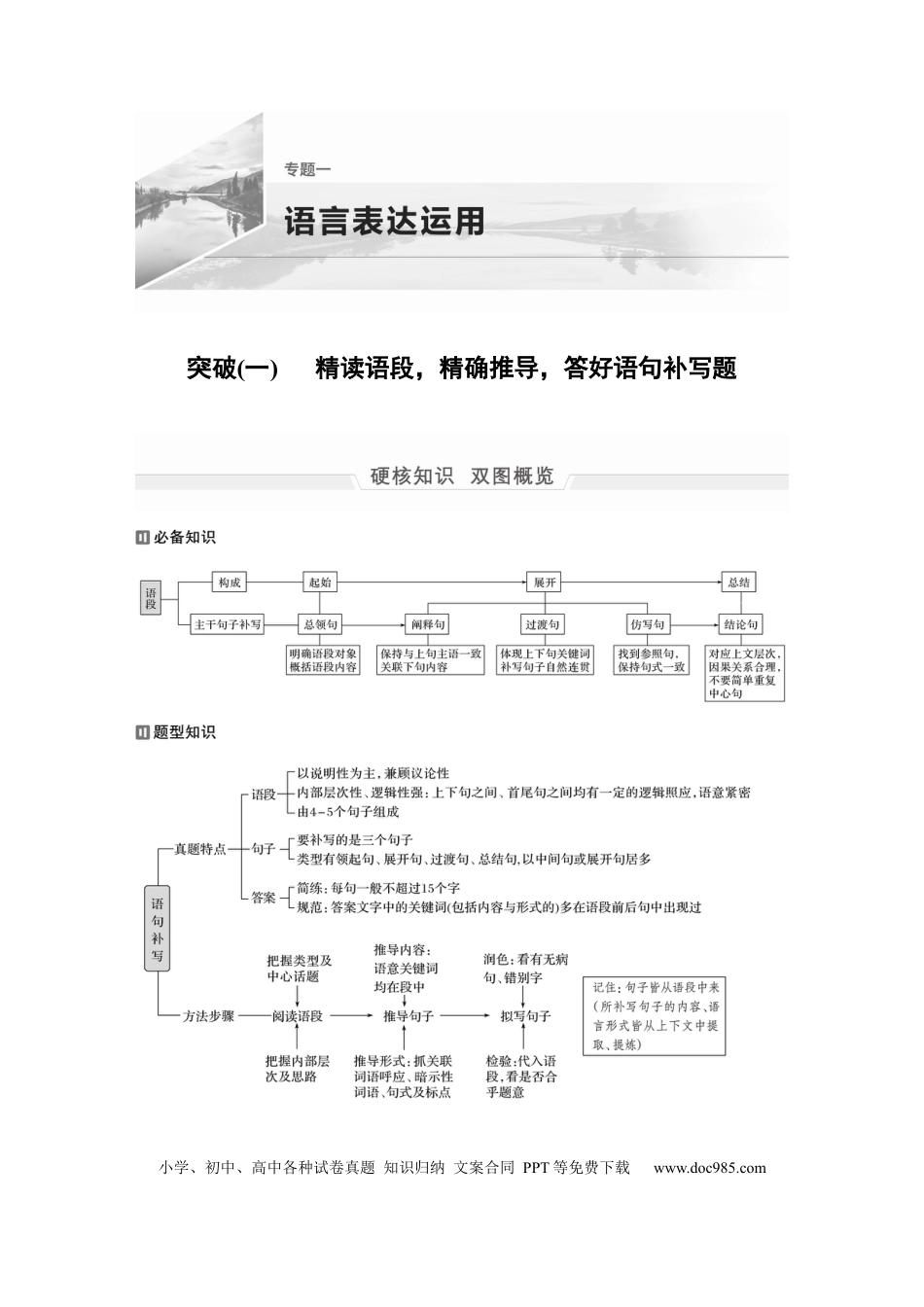 高考语文 第1部分 专题1 突破(1)  精读语段，精确推导，答好语句补写题  全国卷高考语文二轮复习提分讲义   (1).docx