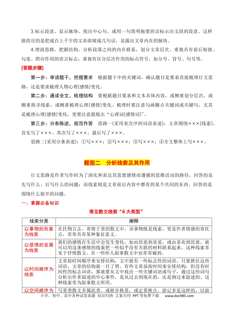 高考语文 第1节 分析结构思路-【口袋书】2024年高考语文一轮复习知识清单（全国通用）（解析版）.docx
