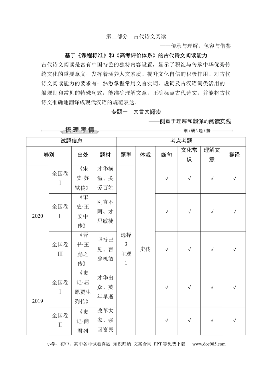 高考语文 第2部分 古代诗文阅读 专题1 文言文阅读—侧重于理解和翻译的阅读实践.docx