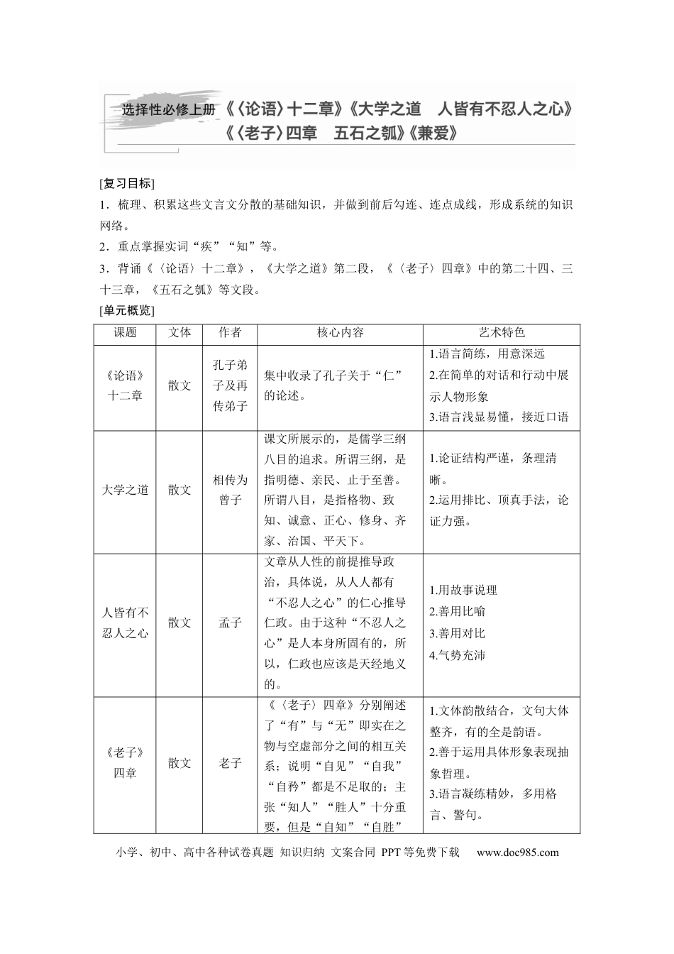 高考语文 第2部分 教材文言文点线面 选择性必修上册 Ⅰ 课文1　《论语》十二章.docx
