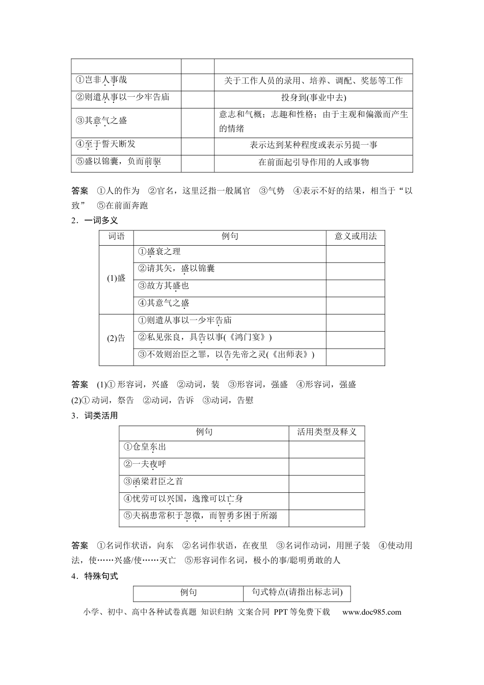 高考语文 第2部分 教材文言文点线面 选择性必修中册 Ⅰ 课文4　五代史伶官传序.docx