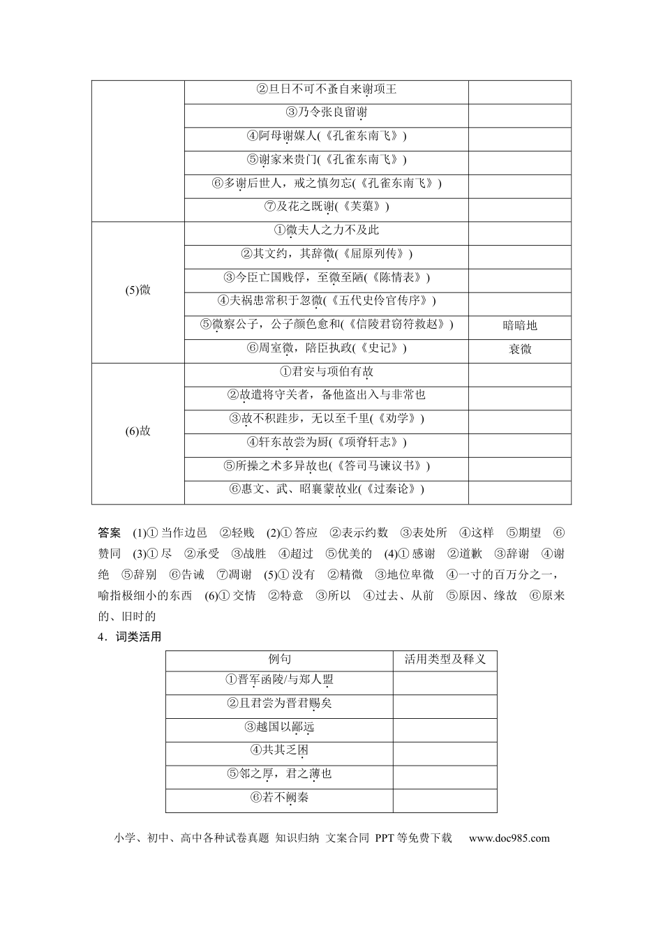 高考语文 第2部分 教材文言文复习 课时22　《烛之武退秦师》《鸿门宴》.docx