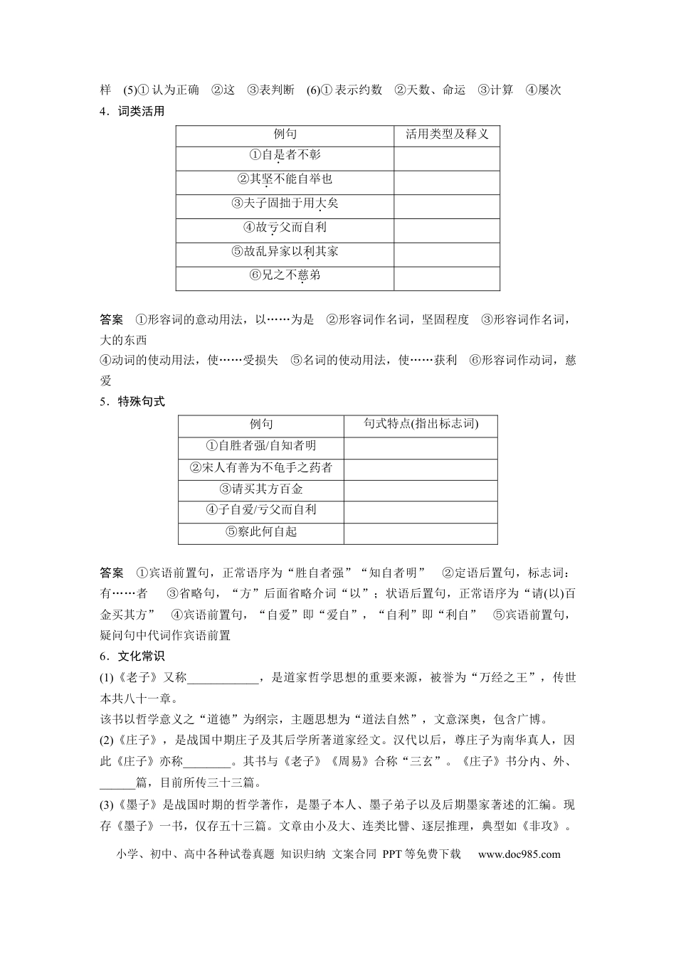 高考语文 第2部分 教材文言文复习 课时27　《〈老子〉四章》《五石之瓠》《兼爱》.docx