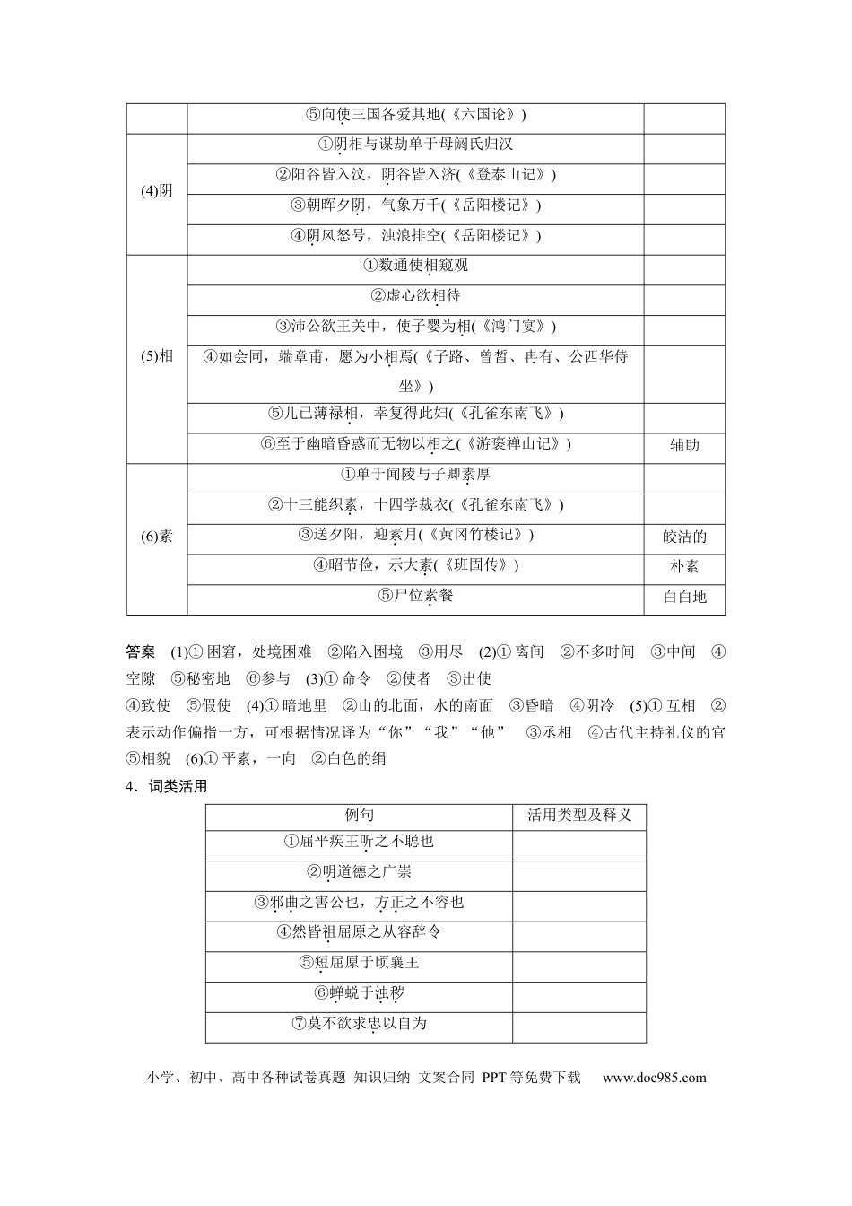 高考语文 第2部分 教材文言文复习 课时28　《屈原列传》《苏武传》.docx