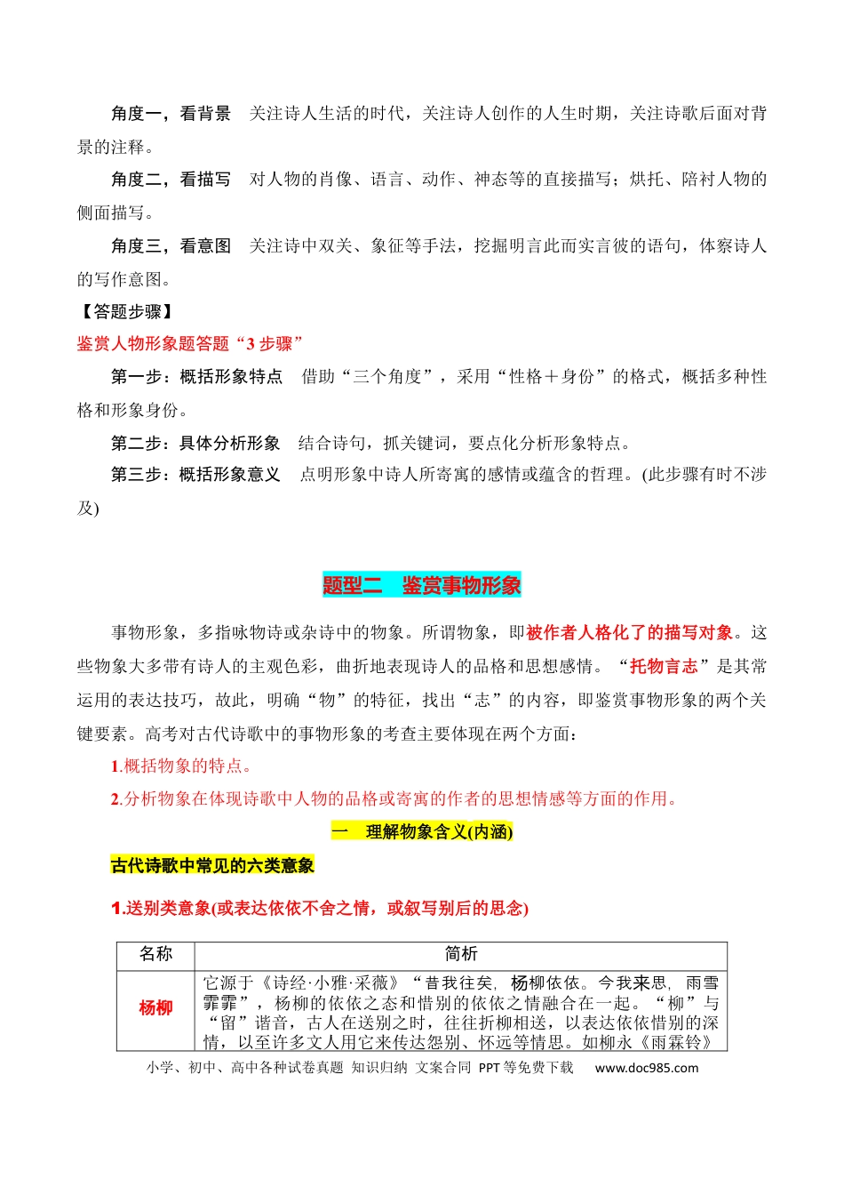 高考语文 第2节 鉴赏诗歌的形象-【口袋书】2024年高考语文一轮复习知识清单（全国通用）（原卷版）.docx