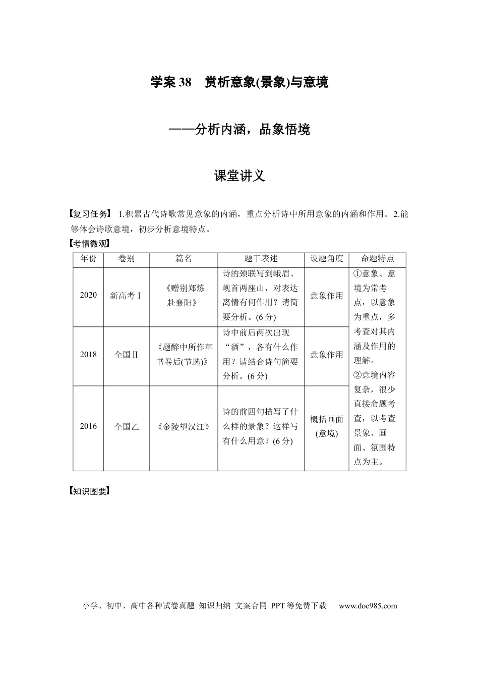 高考语文 第3部分 古诗词阅读与鉴赏 课时38　赏析意象(景象)与意境.docx