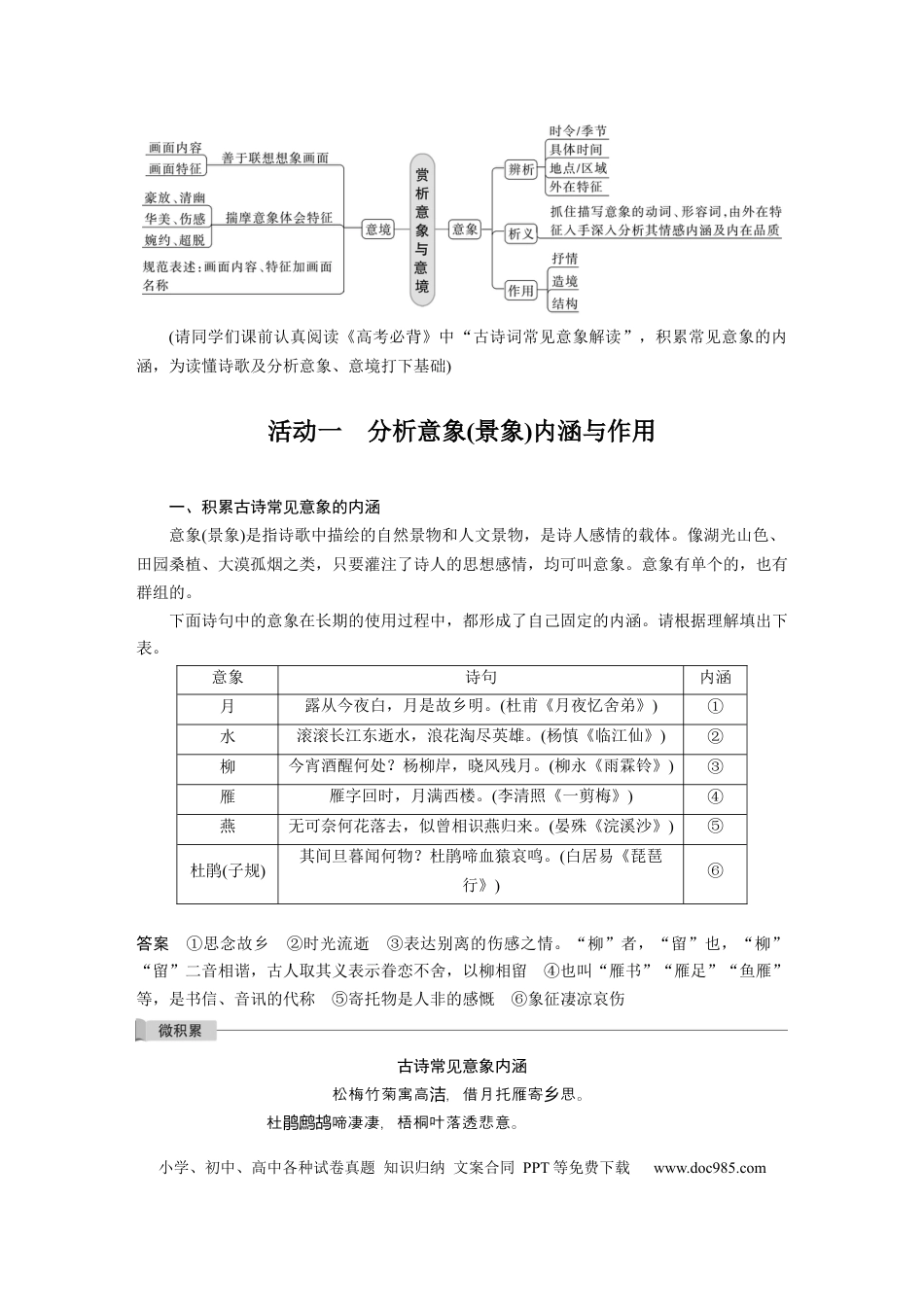 高考语文 第3部分 古诗词阅读与鉴赏 课时38　赏析意象(景象)与意境.docx