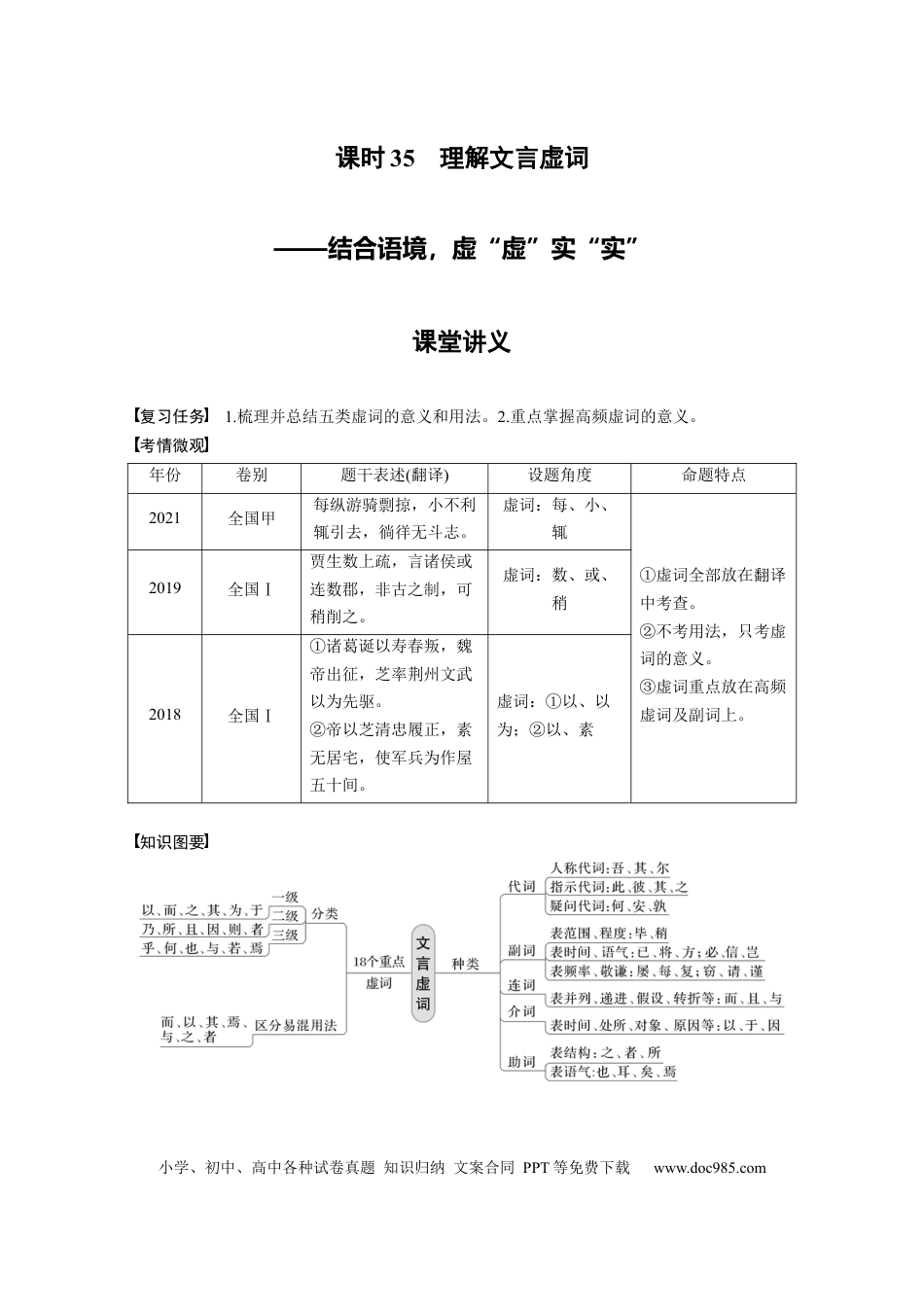 高考语文 第3部分 文言文考点突破 课时35　理解文言虚词——结合语境，虚“虚”实“实” .docx