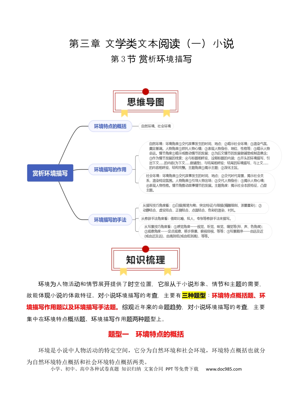 高考语文 第3节 赏析环境描写-【口袋书】2024年高考语文一轮复习知识清单（全国通用）（解析版）.docx