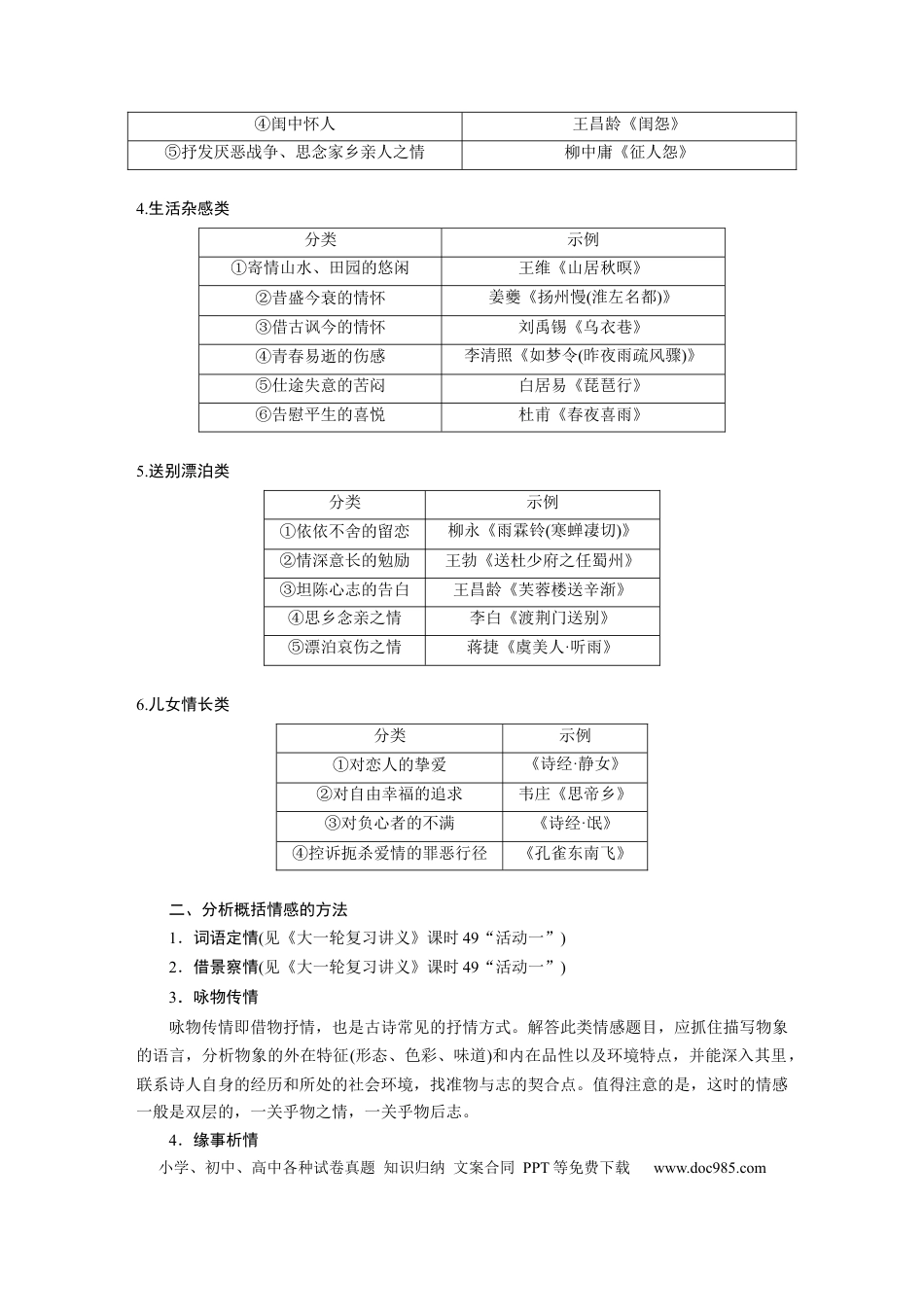 高考语文 第4部分 古诗词阅读与鉴赏 课时49　把握情感内涵——家国情怀，潜心体悟.docx