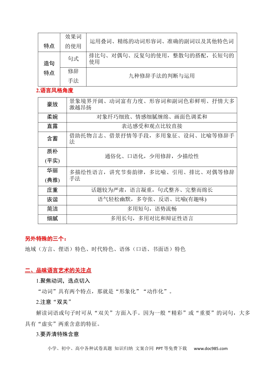 高考语文 第4节 赏析语言艺术-【口袋书】2024年高考语文一轮复习知识清单（全国通用）（解析版）.docx