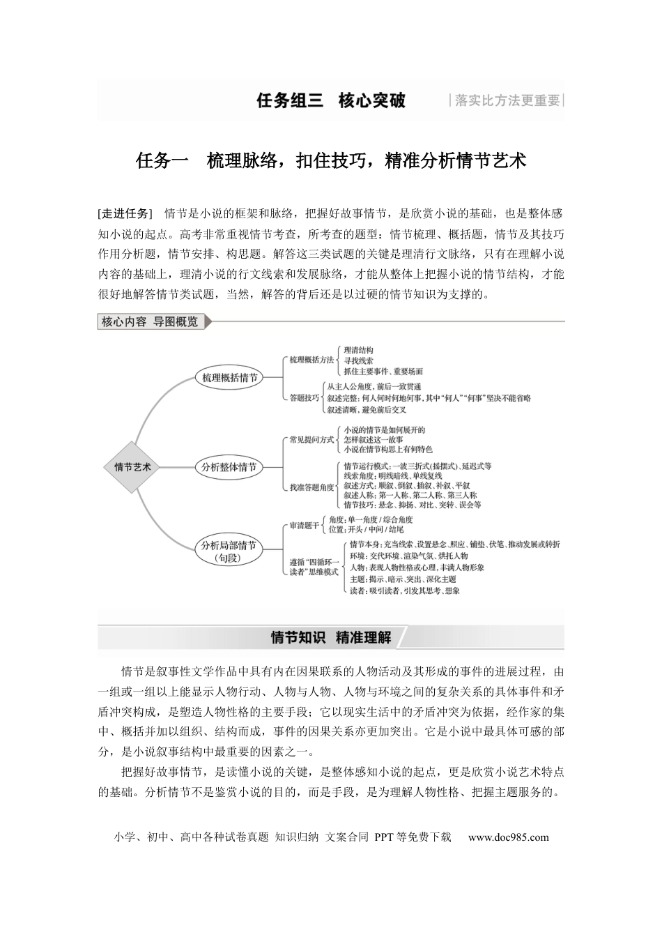 高考语文 第7部分 文学类文本阅读 小说 任务组三 任务一 梳理脉络，扣住技巧，精准分析情节艺术.docx