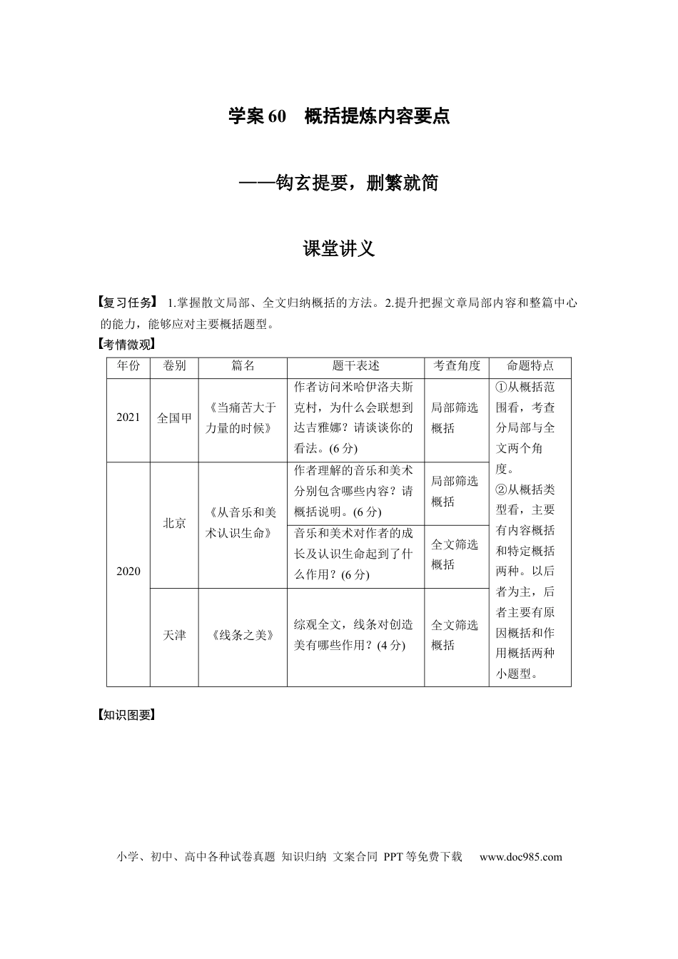 高考语文 第8部分 散文阅读 课时60　概括提炼内容要点——钩玄提要，删繁就简.docx