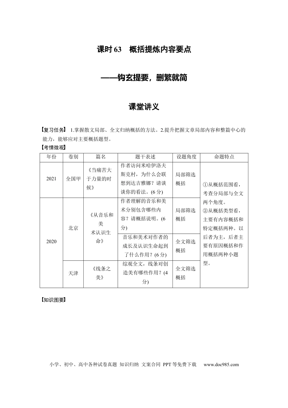 高考语文 第8部分 散文阅读 课时63　概括提炼内容要点——钩玄提要，删繁就简.docx