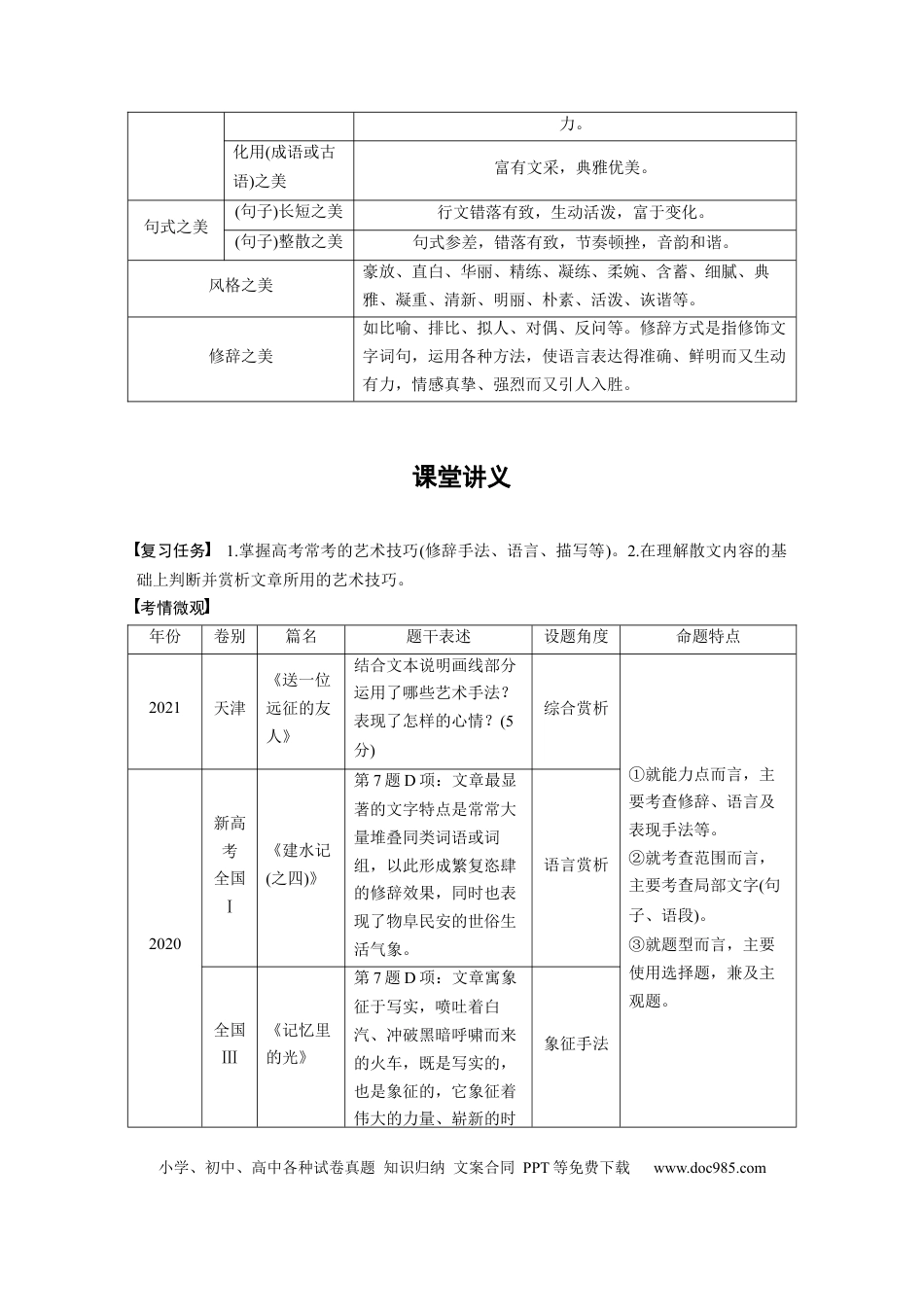 高考语文 第8部分 散文阅读 课时66　精准赏析艺术技巧——精准判断，夸尽效果.docx