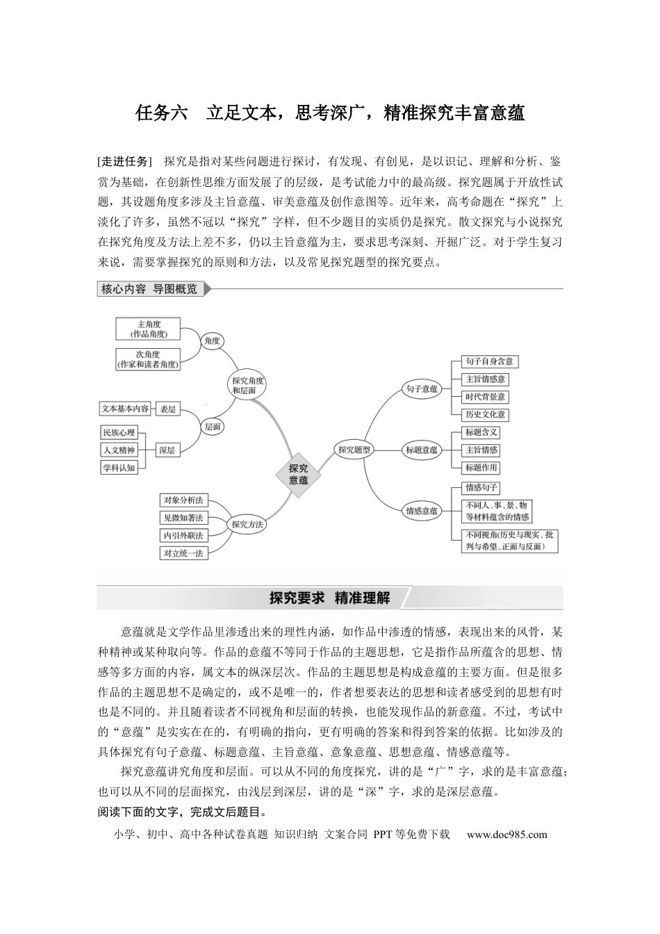 高考语文 第8部分 文学类文本阅读 散文 任务组三 任务六 立足文本，思考深广，精准探究丰富意蕴.docx