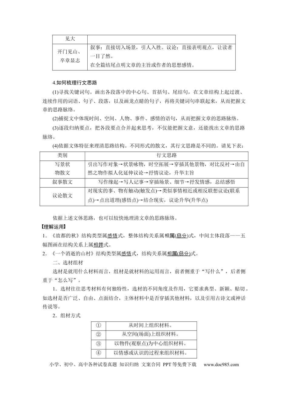 高考语文 第8部分 文学类文本阅读 散文 任务组三 任务一 文思有路，遵路识真，精准分析思路结构 (1).docx