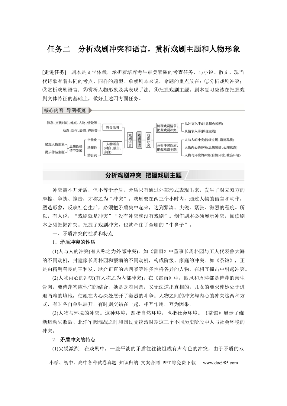 高考语文 第10部分 文学类文本阅读 戏剧 任务二 分析戏剧冲突和语言，赏析戏剧主题和人物形象.docx
