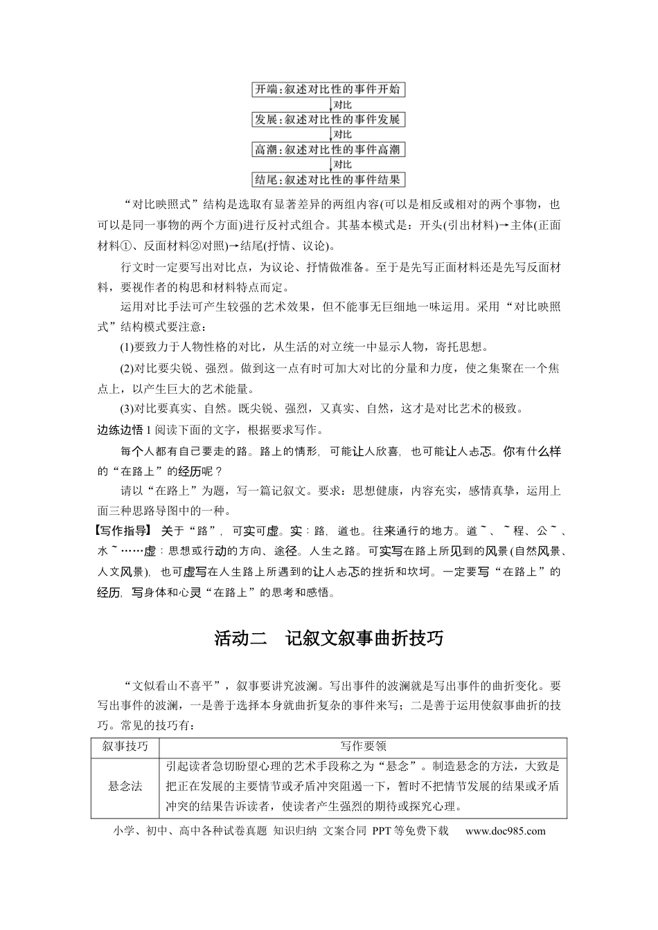 高考语文 第10部分 写作突破 记叙文写作训练1　精巧构思，曲笔叙事——匠心独运，行文跌宕.docx