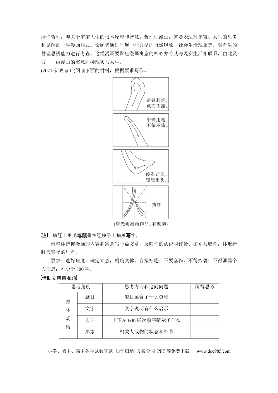 高考语文 第10部分 写作突破 审题立意训练 3　漫画作文——读懂漫画，联系现实.docx