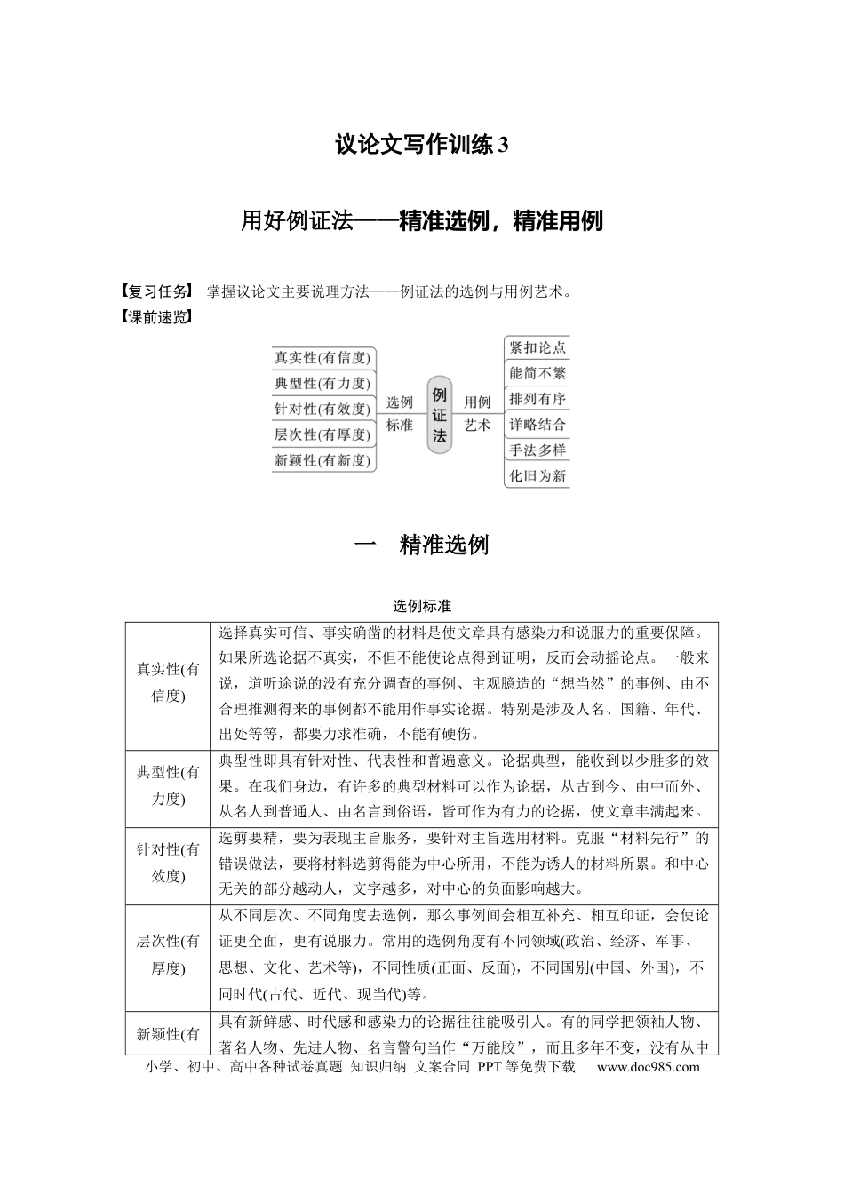 高考语文 第10部分 写作突破 议论文写作训练3　用好例证法——精准选例，精准用例.docx