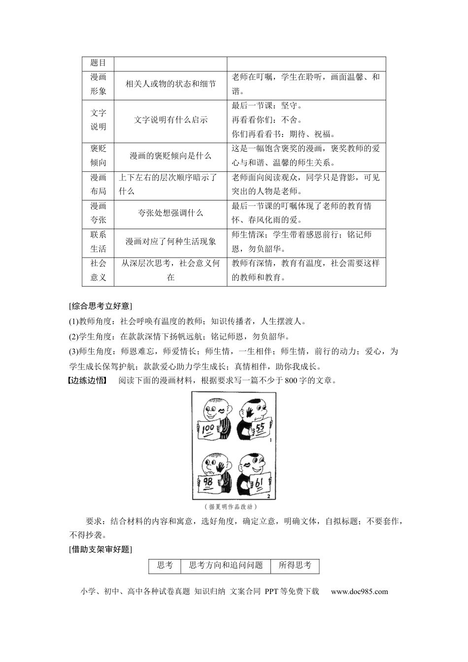 高考语文 第11部分 写作 任务组一 微任务 抓住漫画之意，精准审题立意.docx