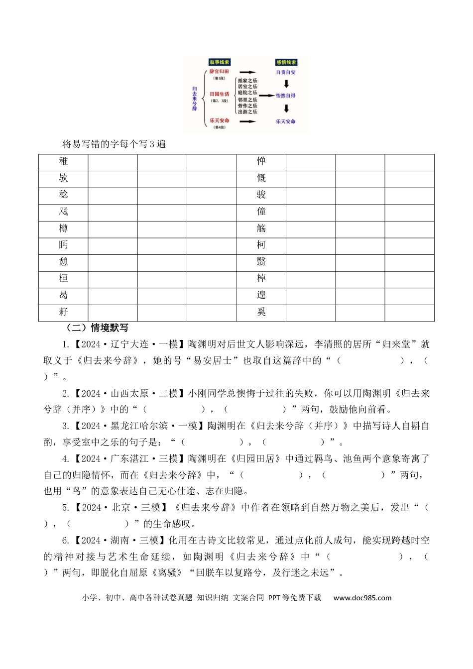 高考语文 第16篇《归去来兮辞》并序（原卷版）(1) (1).docx