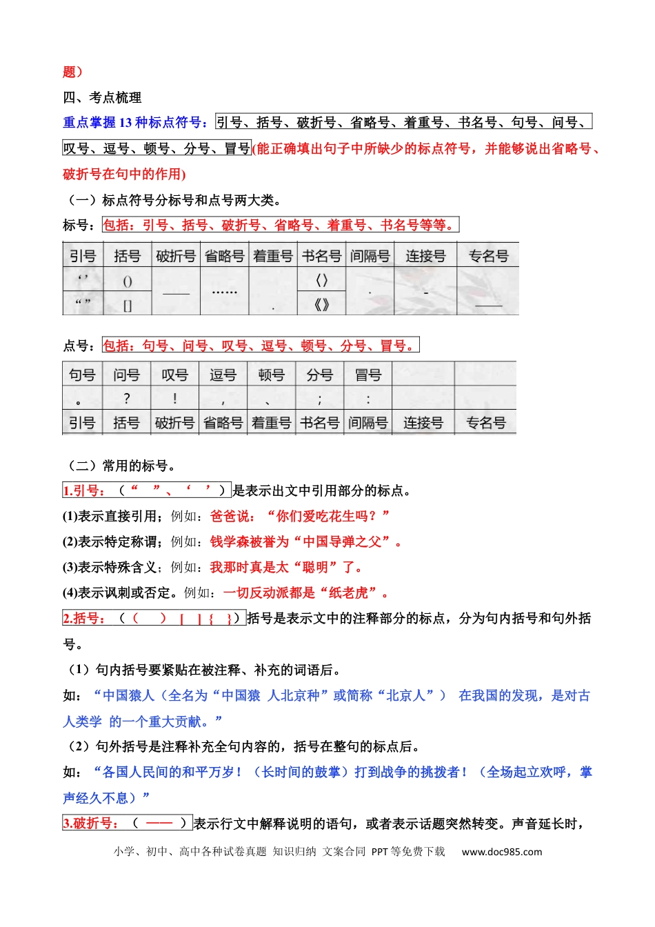 小升初语文总复习【讲练测-基础知识】专题12 标点符号（讲义）.docx