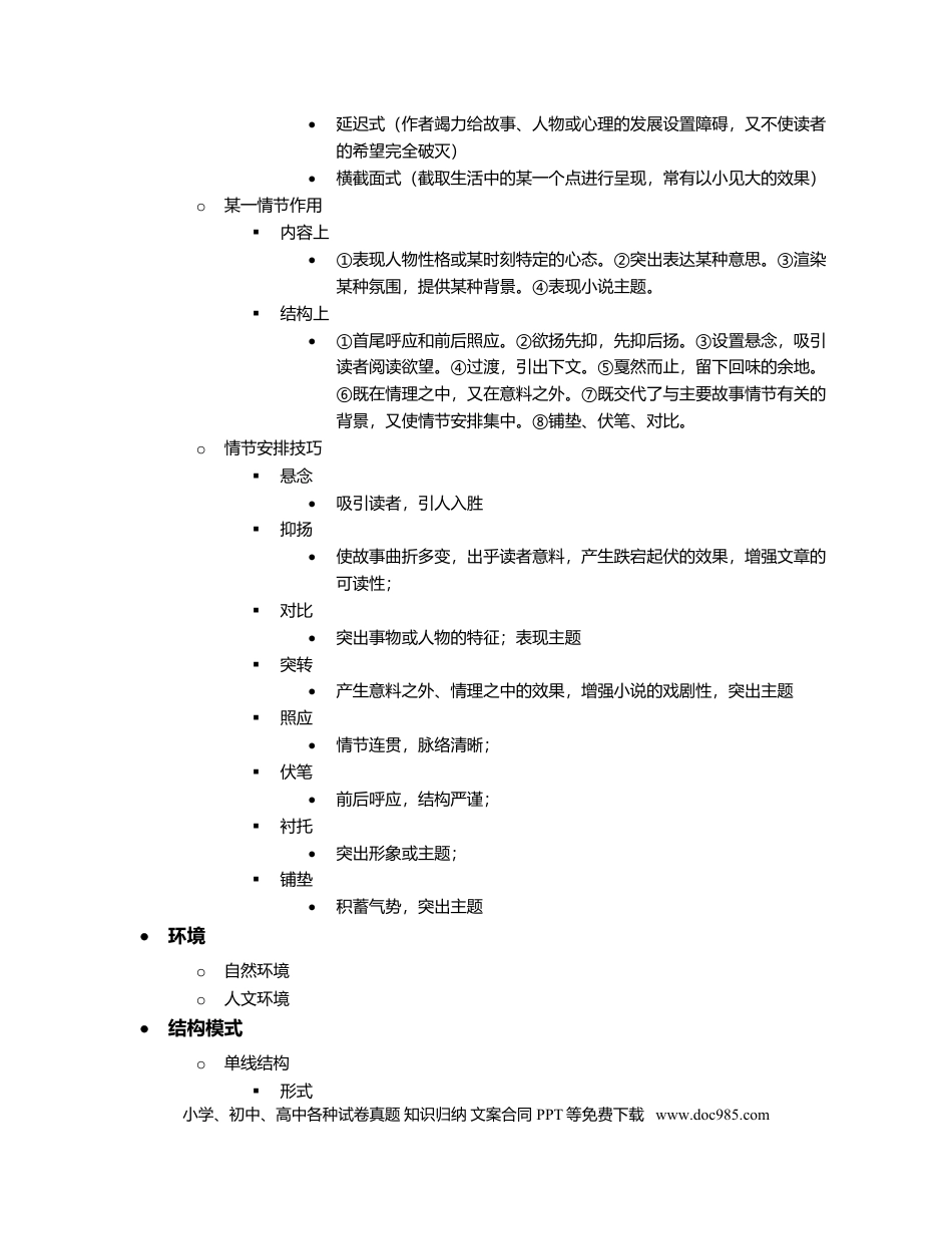 高考语文 附录：小说阅读知识网络清单.docx