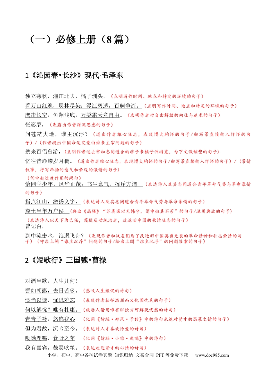高考语文 记背手册01：古诗文必备篇目理解默写识记-备战2025年高考语文一轮复习考点帮（上海专用）(1).docx