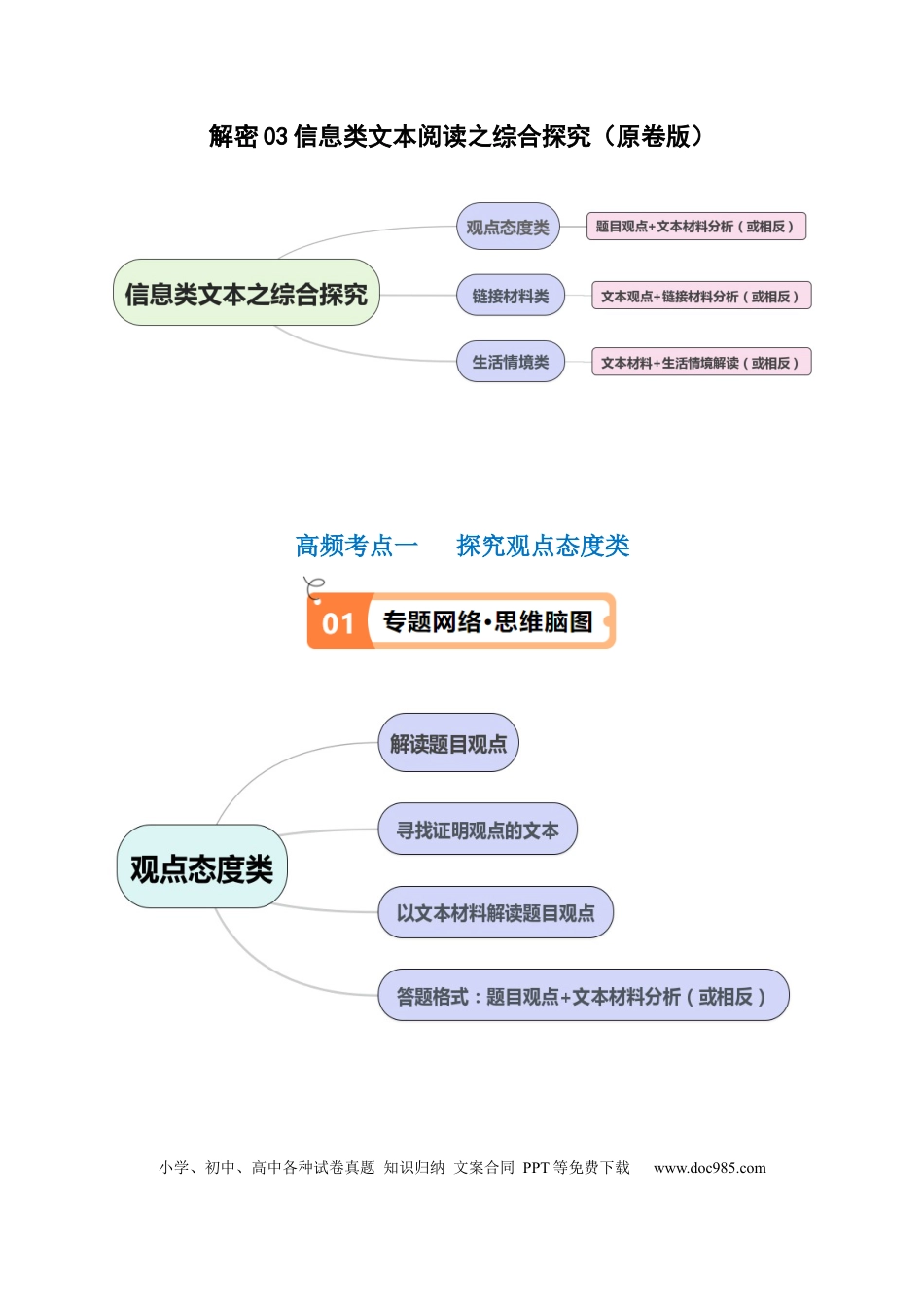 高考语文 解密03 信息类文本阅读之综合探究（讲义）（原卷版）(1).docx