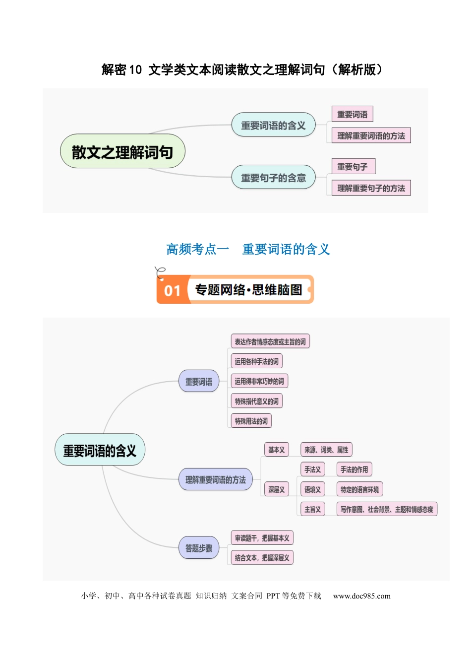 高考语文 解密10 文学类文本阅读散文之理解词句（讲义）（解析版）(1).docx