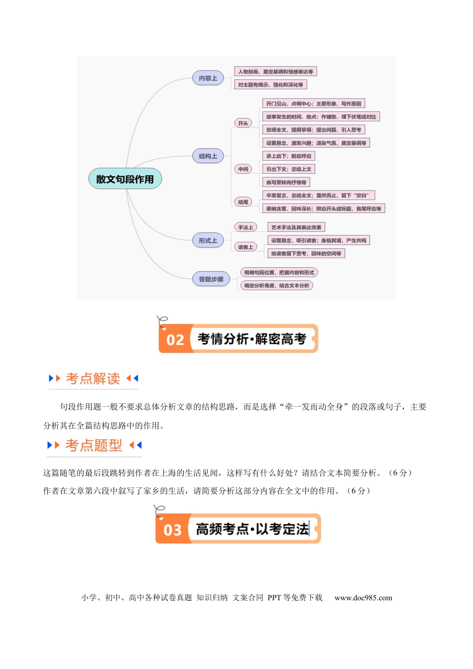 高考语文 解密11 文学类文本阅读散文之句段构思（讲义）（解析版）(1).docx
