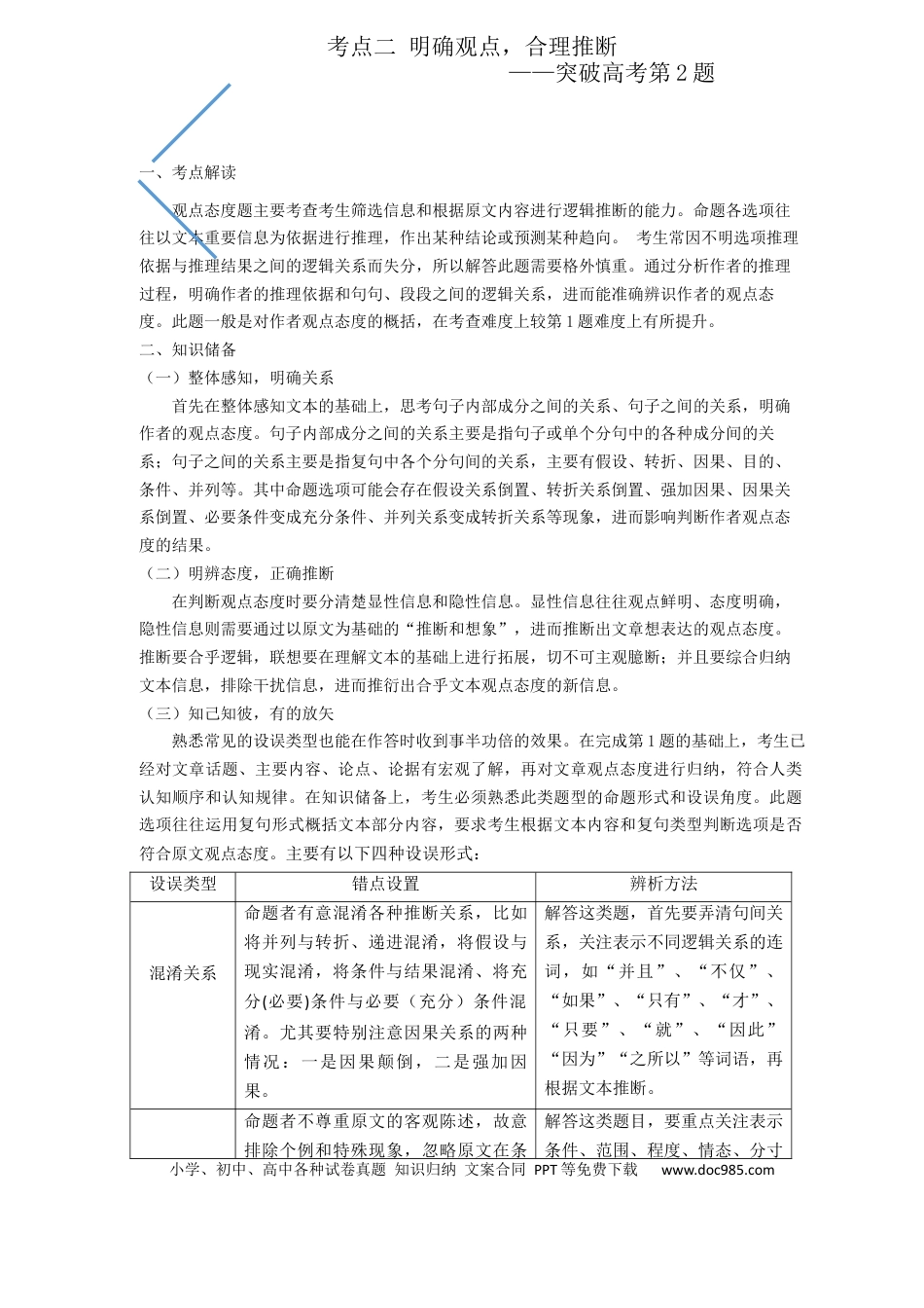 高考语文 考点02 明确观点，合理推断（讲义）-2023年高考语文二轮复习讲练测（新高考）.docx