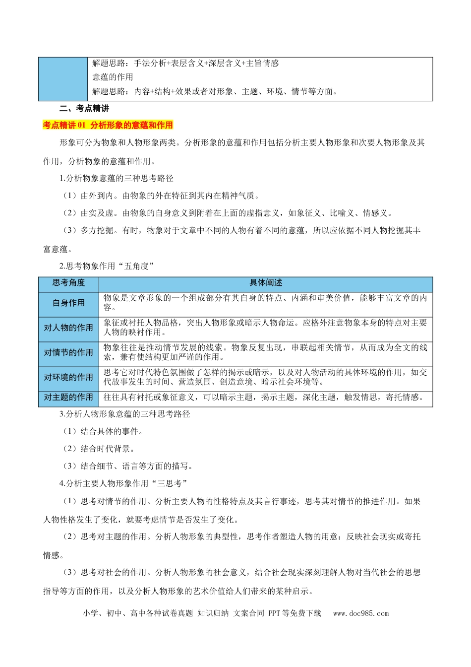 高考语文 考点08 意蕴探究-备战2025年高考语文一轮复习考点帮（新高考通用）（原卷版）(1).docx