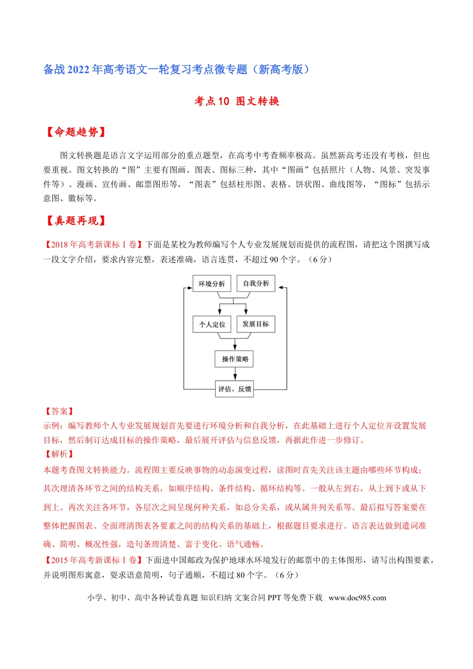 高考语文 考点10 图文转换（解析版）-备战2022年高考语文一轮复习考点微专题（新高考版）(1).doc