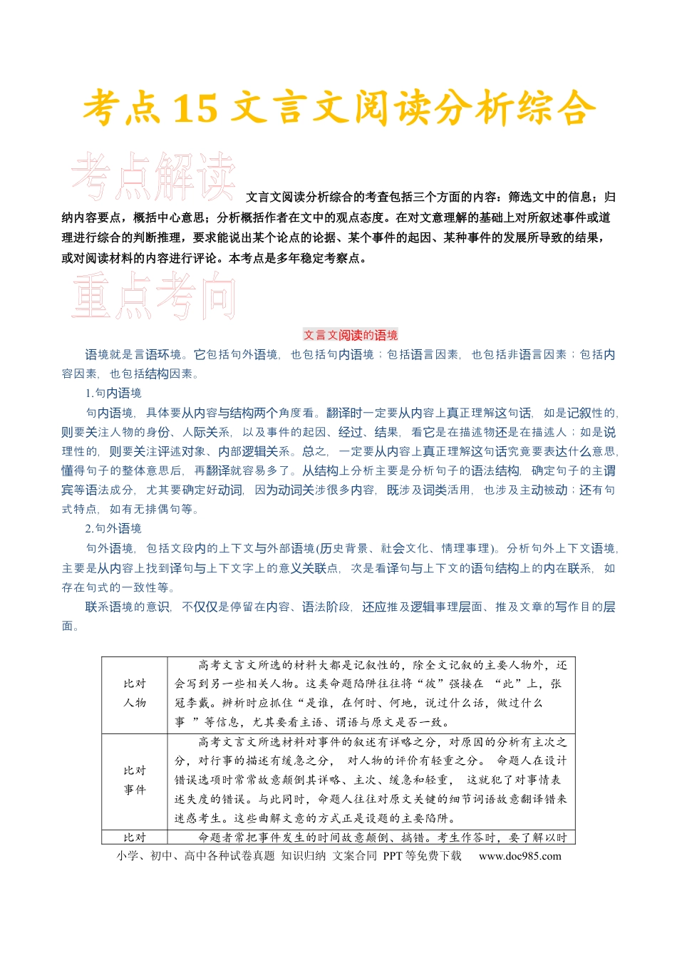 高考语文 考点15 文言文阅读分析综合-备战2023年高考语文一轮复习考点帮（新高考专用） (2).docx