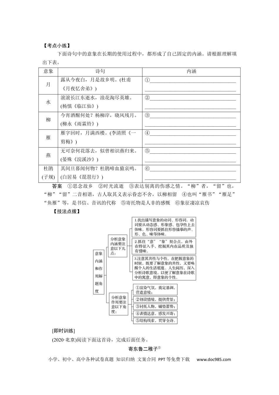高考语文 考点19 鉴赏古代诗歌的形象 .docx