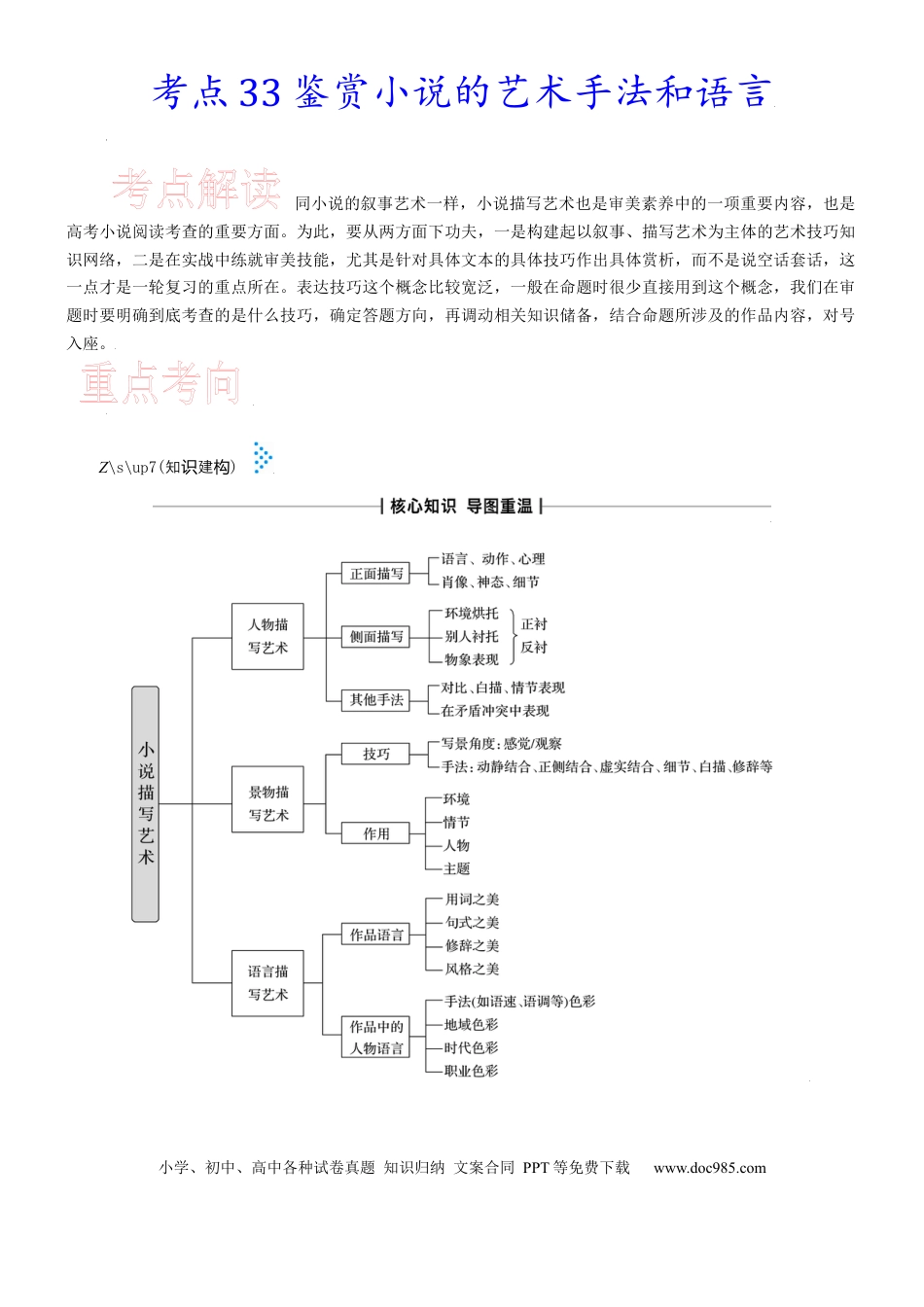 高考语文 考点33 鉴赏小说的艺术手法和语言-备战2023年高考语文一轮复习考点帮（新高考专用） (2).docx