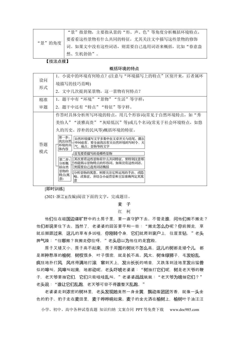 高考语文 考点35 分析小说的环境 .docx