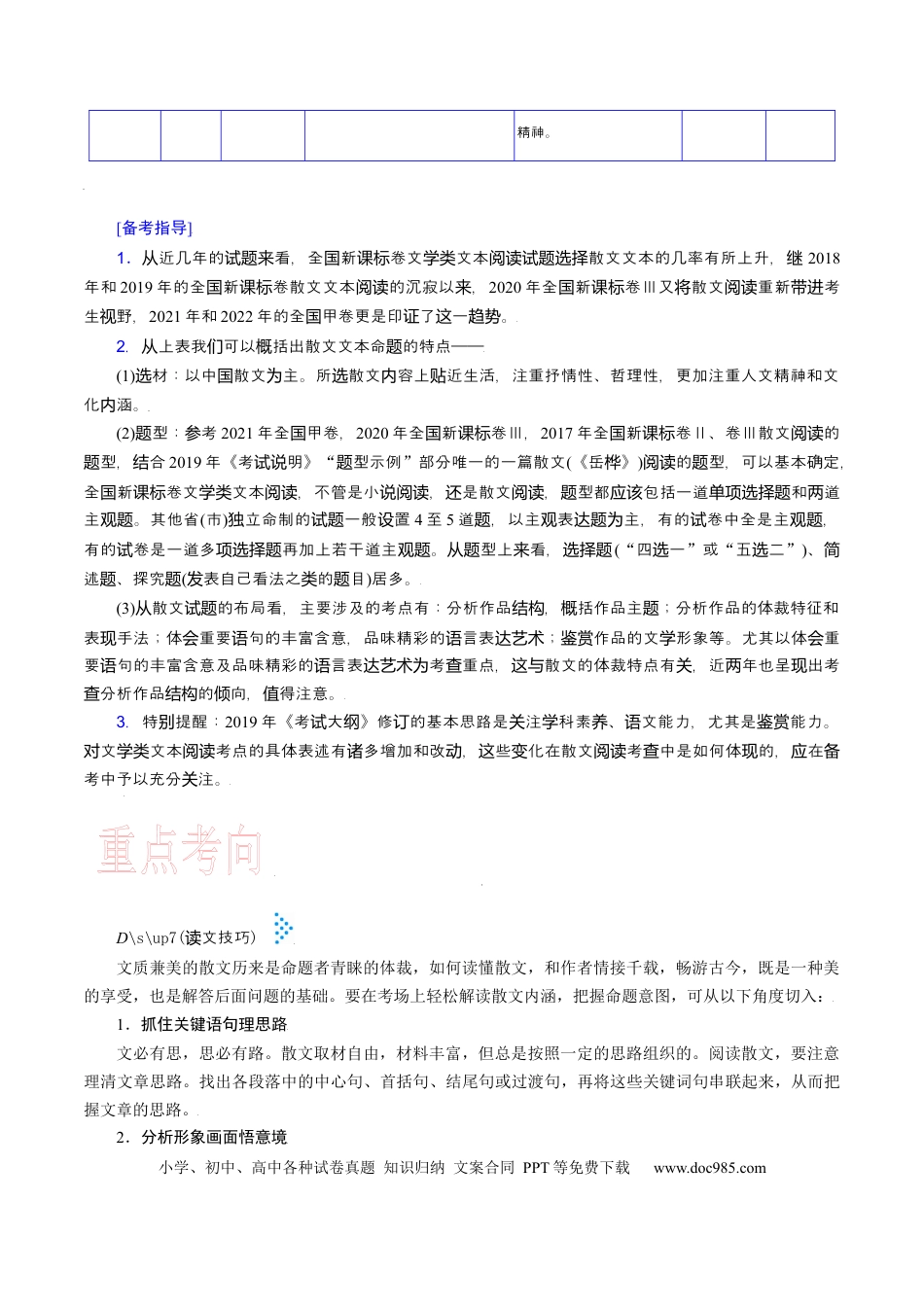 高考语文 考点36 散文阅读第一课-备战2023年高考语文一轮复习考点帮（新高考专用） (1).docx