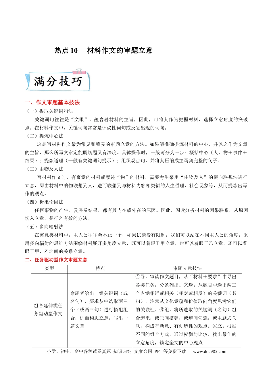 高考语文 热点10  材料作文的审题立意-2023年高考语文【热点•重点•难点】专练（全国通用）（原卷版） (1).docx