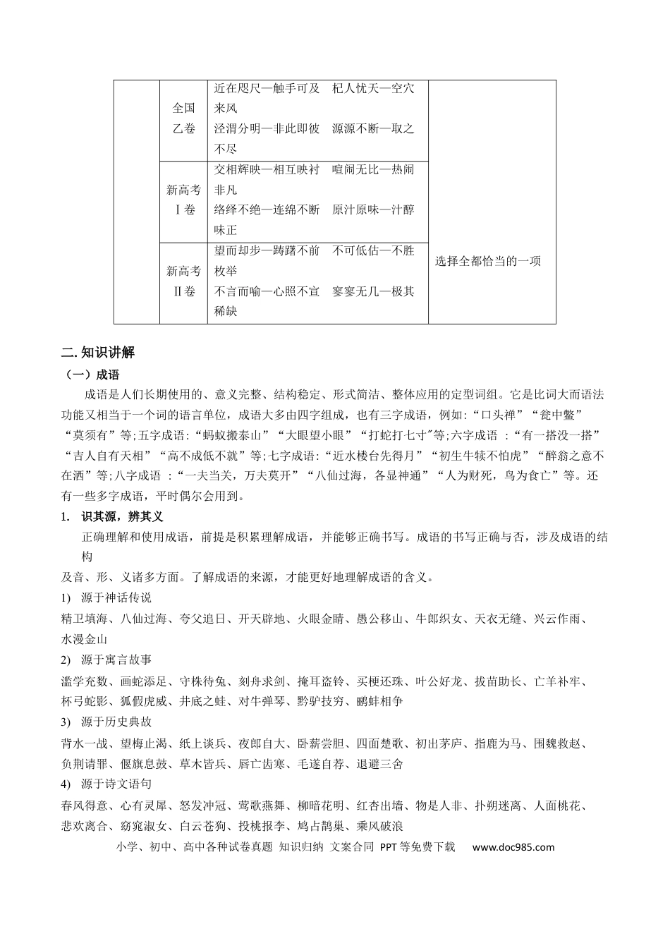 高考语文 微专题02+正确理解和使用成语、俗语（讲义）-【夯实基础】备战2024年高考语文一轮复习微专题 (1).docx