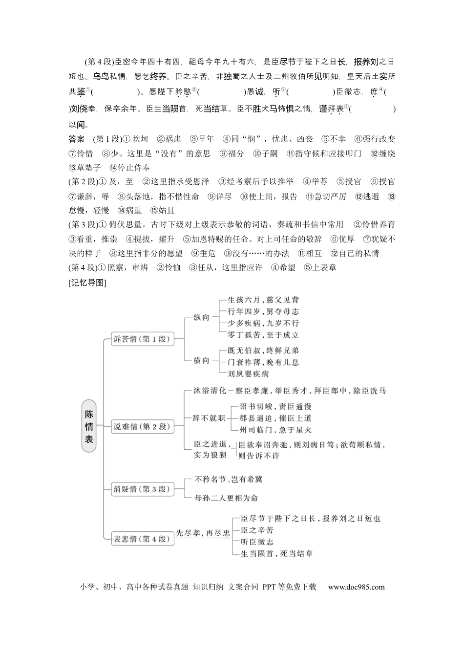 高考语文 选择性必修下册(一)　单篇梳理1　陈情表.docx