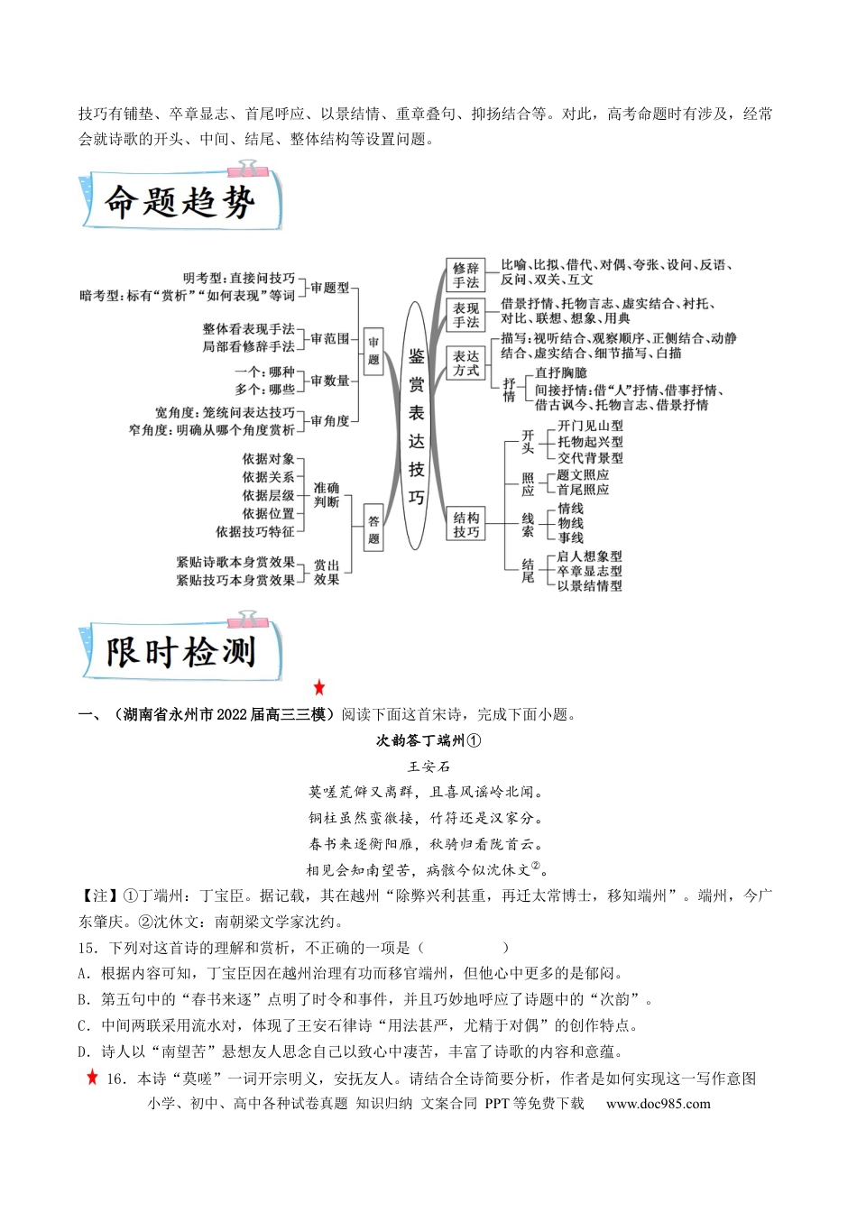高考语文 重难点15  诗歌表达技巧-2023年高考语文【热点·重点·难点】专练（新高考）（原卷版） (2).docx