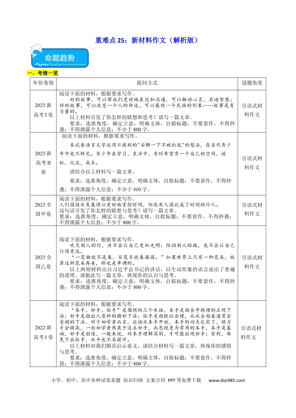 高考语文 重难点25：新材料作文（解析版） (1).docx
